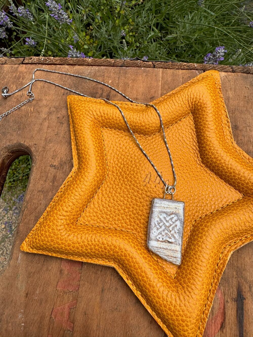 Ceramic Off White Pendant Necklace Handcrafted Jewelry Neutral Necklace